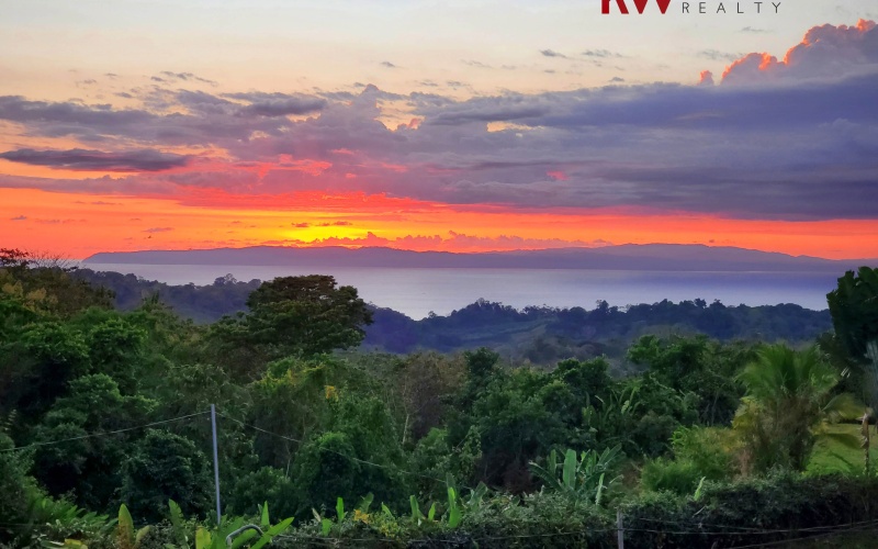 Sunset from the balcony on this beautiful Mountain home In Pavones Costa Rica