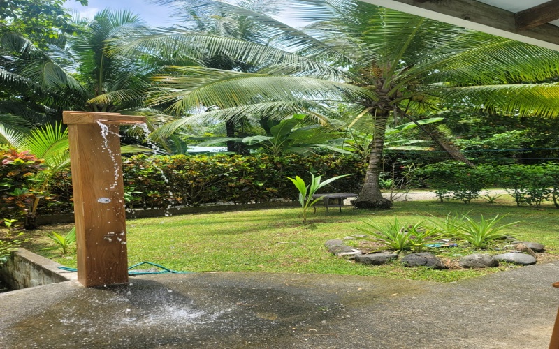 Waterfall shower at the pool/outdoor kitchen