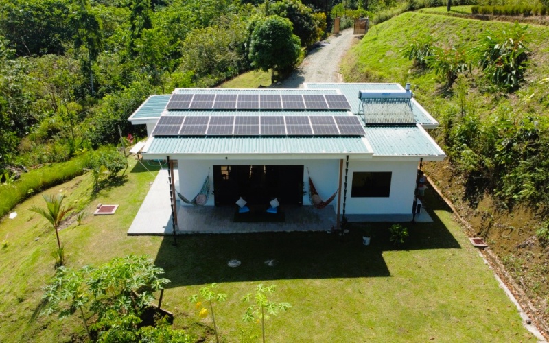Pavones real estate, Altamira homes for sale, Costa Rica solar powered home, brand new house Pavones, Golfo Dulce property, 2 bedroom house Pavones, off grid capable home Costa Rica.
