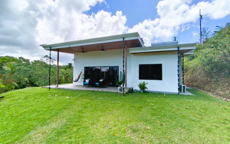 Pavones real estate, Altamira homes for sale, Costa Rica solar powered home, brand new house Pavones, Golfo Dulce property, 2 bedroom house Pavones, off grid capable home Costa Rica.