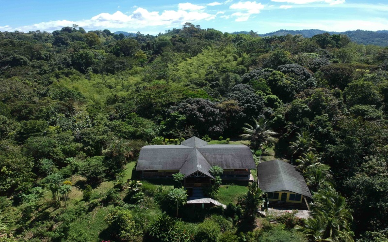 An aerial view from Casa Amarilla in Pavones Costa Rica a 3 bed 1.5 bath ocean view home