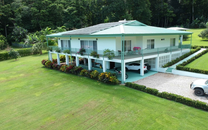 The parking area unde the house 